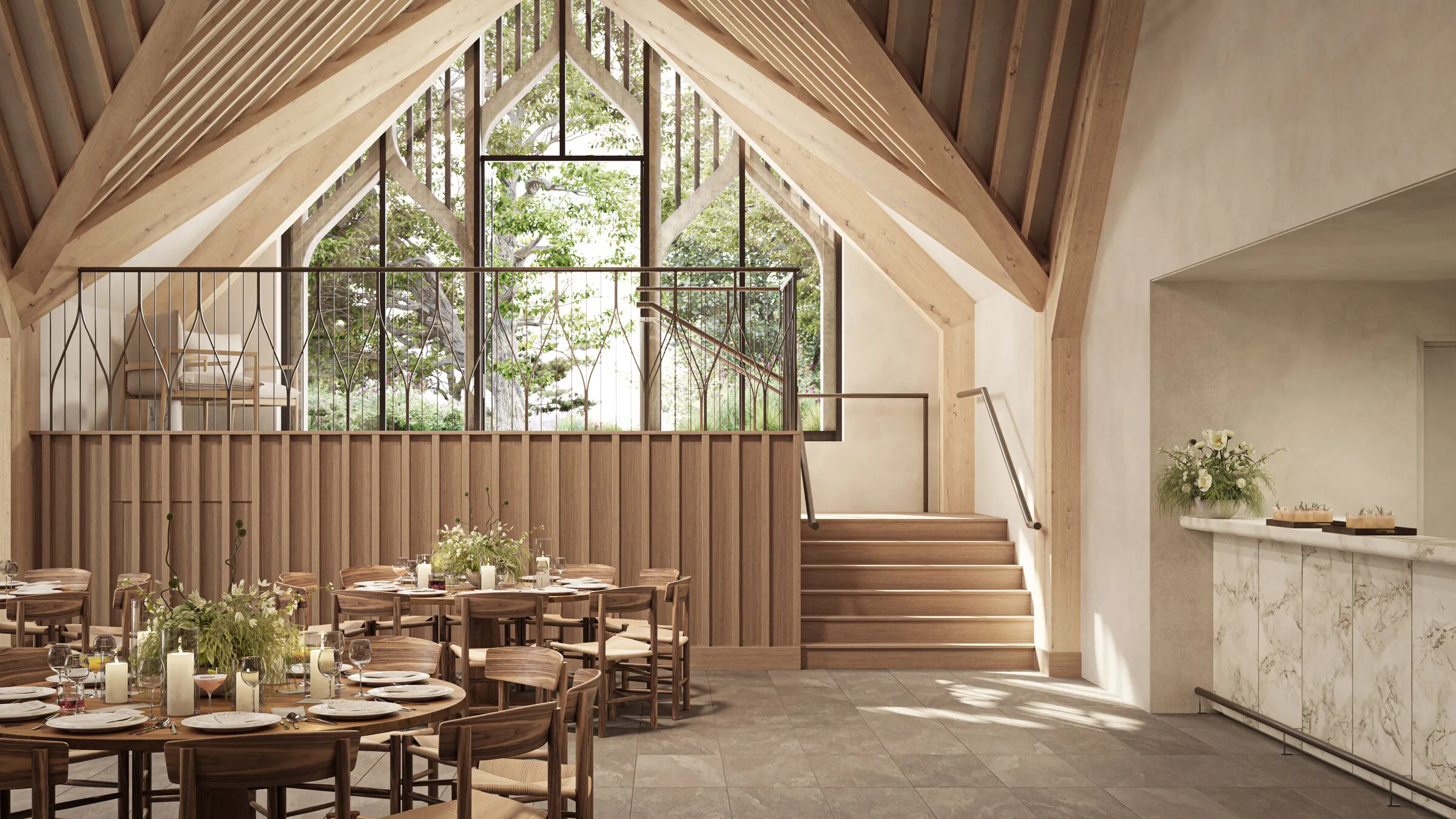 The Great Hall - soaring timber cathedral ceiling